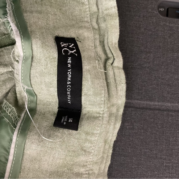 INC Linen Blend Size 14 Wide Leg Ankle Pants Flowy Beachy with Belt Same Color - Picture 9 of 9